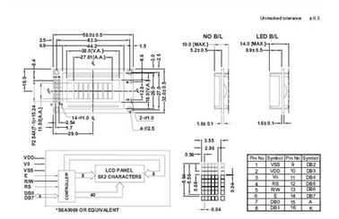 8 X 2 Mode Abu-abu STN LCD Display 6&amp;#39;Clock Viewing Angle S6A0069 Pengontrol Standar ISO