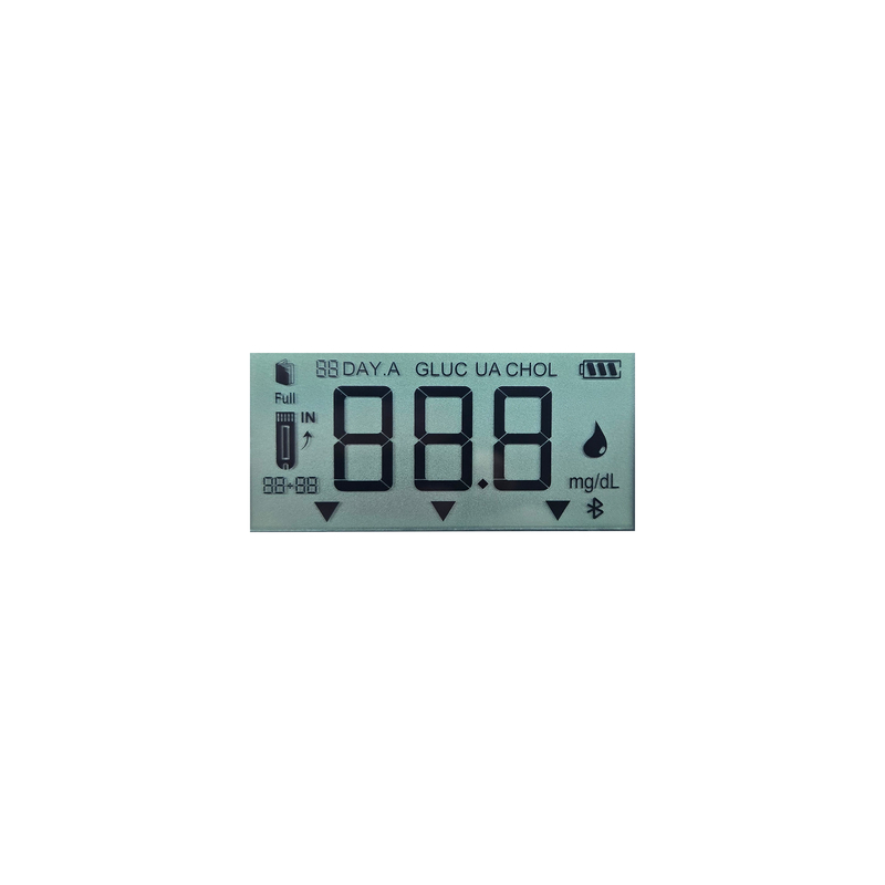 Tampilan LCD Kustom ROHS Kustom 7 Segmen 3.0 Segmen Transmisif Segmen LCD Tampilan untuk Glucometer