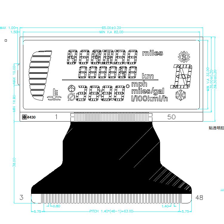 Produsen Layar LCD Segmen OEM TN STN HTN FSTN Pabrik LCD Monokrom untuk Sepeda Motor/Speedometer/Mobil