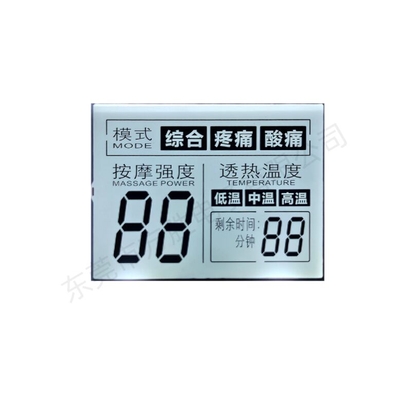 Panel LCD Segmen TN Hitam Kustom Layar LCD Tampilan LCD untuk Pijat LCD Segmen Tujuh
