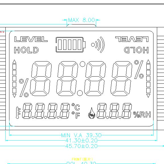 LCD Segmen Positif TN Kustom untuk Termometer dan Higrometer Panel Layar LCD Segmen Positif Reflektif Pabrik TN STN FSTN