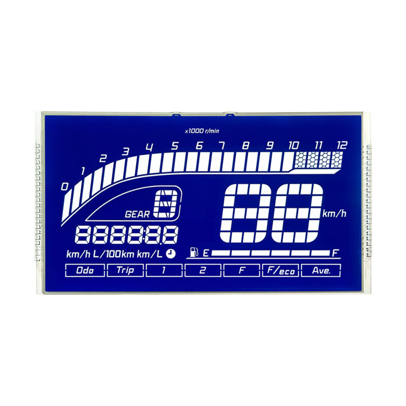Layar Biru LCD HTN Kustom 7 Segmen Layar LCD Panel LCD Segmen Negatif HTN untuk Speedometer
