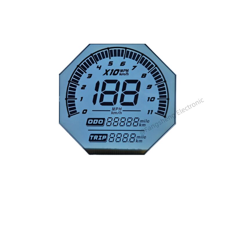 Custom Irregularly Shaped HTN Display Screen For Motorcycles 6 O'CLOCK 7 Segment Lcd Glass Panels