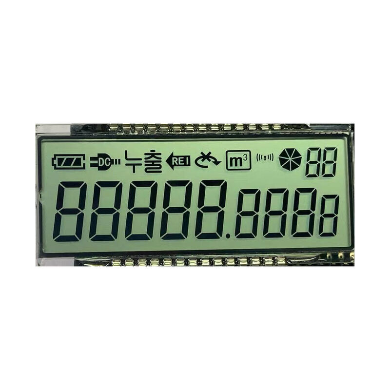 Tampilan Segmen Lcd TN Kustom Untuk Konektor PIN Meter Gas Elektronik Layar Lcd 7 Segmen