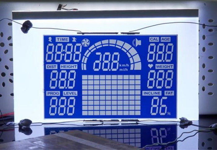 Layar LCD 7 Segmen Disesuaikan HTN Negatif Lcd Layar Biru Backgound Untuk Sport Equiment