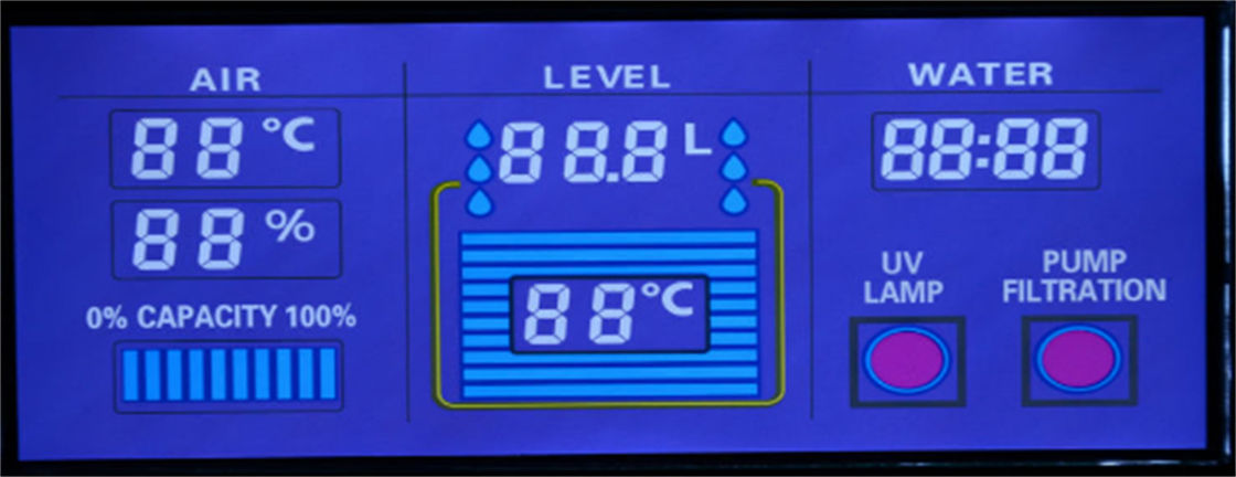 Panel Display LCD HTN 2,8 V Kustom Tujuh Segmen Kontras Tinggi LED Putih