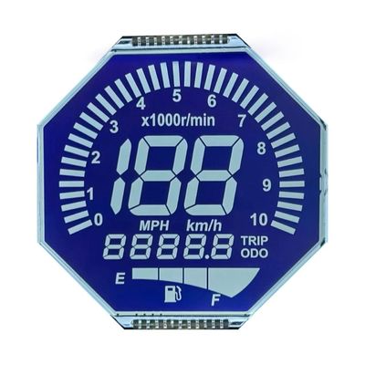 Display Matrix HTN LCD yang disesuaikan delapan bentuk monokrom 7 segmen layar LCD grafis untuk instrumen sepeda motor