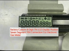 Pabrik Custom 8 Digit TN LCD Display Positif Tujuh Segmen Sambungan PIN Untuk Meter Gas Elektronik